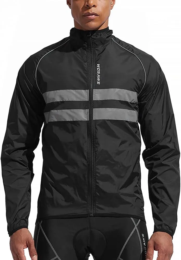WOSAWE Men's High Visibility Cycling Wind Jacket Water Resistance Reflective Windbreaker