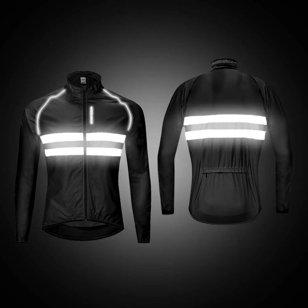 WOSAWE Men's High Visibility Cycling Wind Jacket Water Resistance Reflective Windbreaker