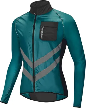 WOSAWE Men's High Visibility Cycling Wind Jacket Water Resistance Reflective Windbreaker