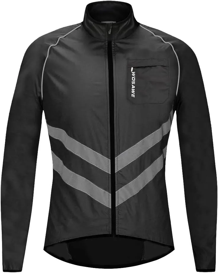 WOSAWE Men's High Visibility Cycling Wind Jacket Water Resistance Reflective Windbreaker
