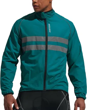 WOSAWE Men's High Visibility Cycling Wind Jacket Water Resistance Reflective Windbreaker