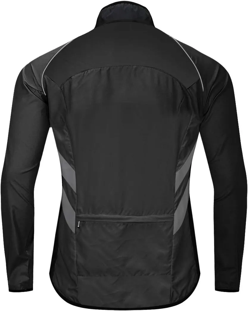 WOSAWE Men's High Visibility Cycling Wind Jacket Water Resistance Reflective Windbreaker