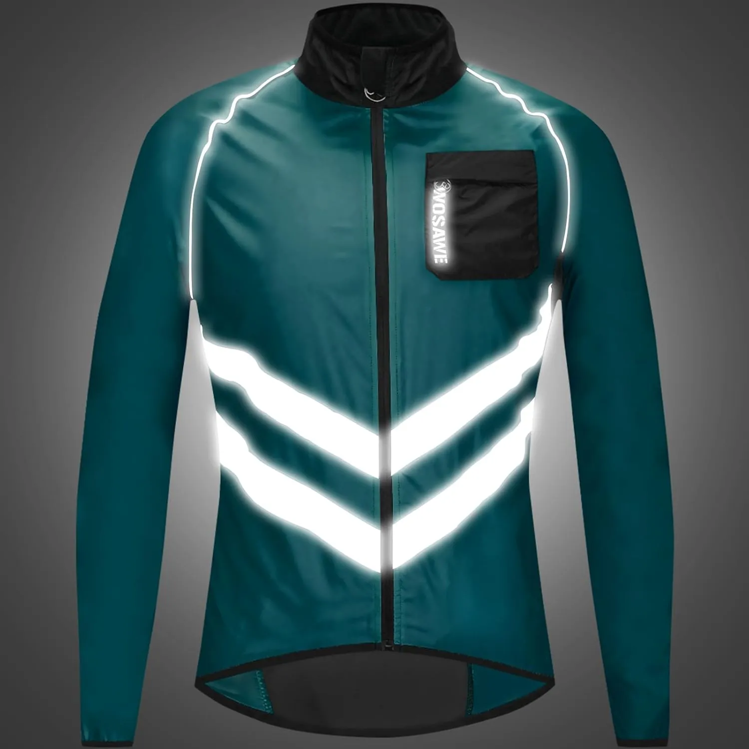 WOSAWE Men's High Visibility Cycling Wind Jacket Water Resistance Reflective Windbreaker