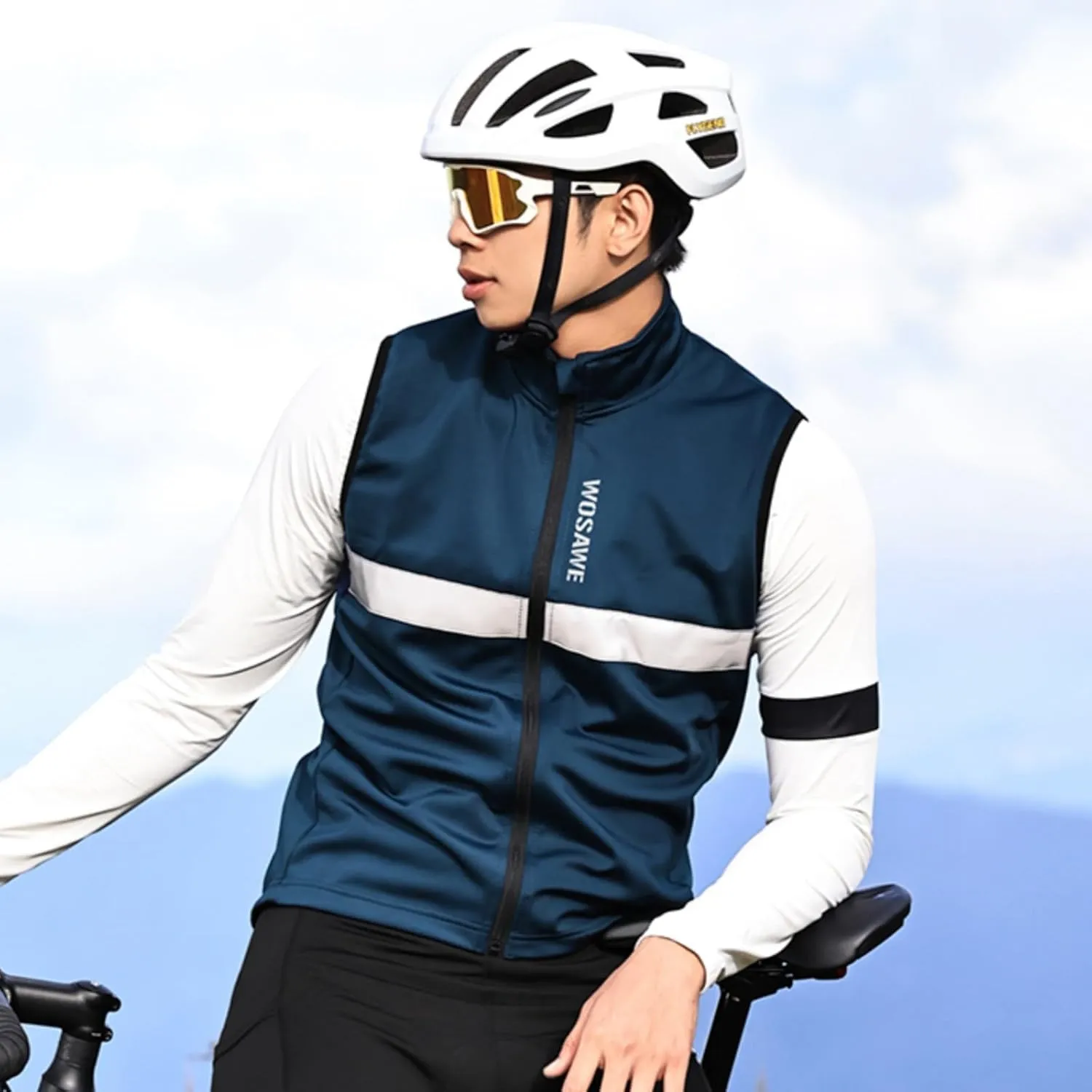WOSAWE Men's Thermal Cycling Vest Reflective Warm Sheeveless Jacket Running Gilet for Autumn Winter
