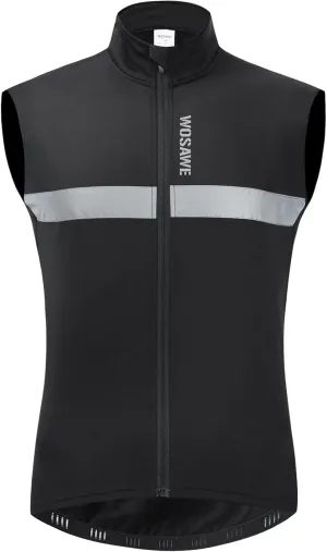 WOSAWE Men's Thermal Cycling Vest Reflective Warm Sheeveless Jacket Running Gilet for Autumn Winter