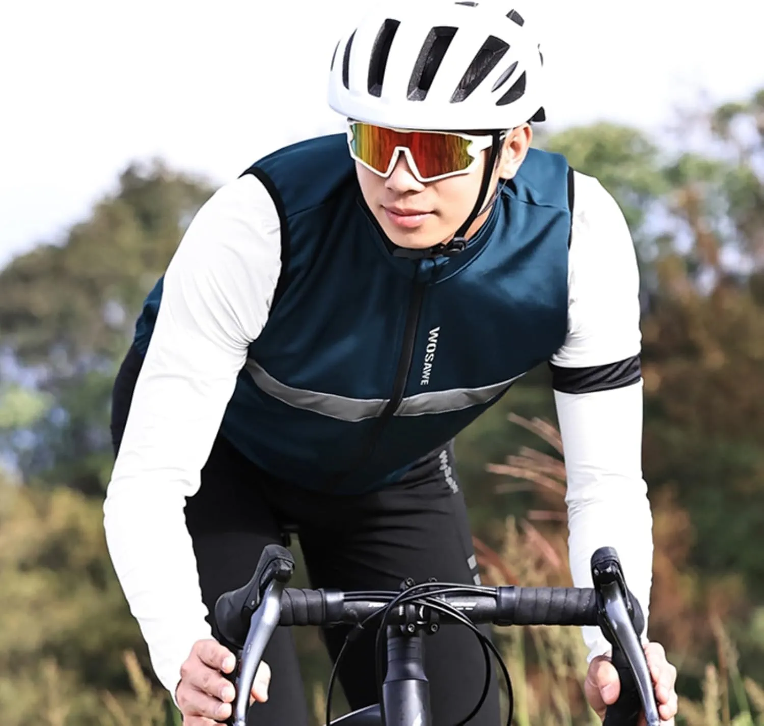WOSAWE Men's Thermal Cycling Vest Reflective Warm Sheeveless Jacket Running Gilet for Autumn Winter