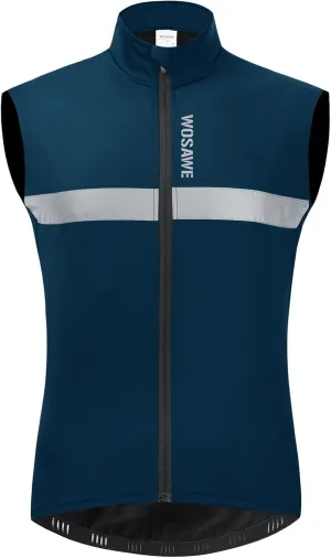 WOSAWE Men's Thermal Cycling Vest Reflective Warm Sheeveless Jacket Running Gilet for Autumn Winter