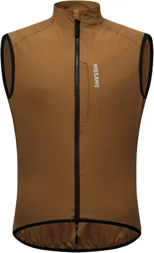 WOSAWE Reflective Cycling Vest with Chest Pocket Water-Repellent Lightweight Windproof Gilet for Running, Hiking, Biking
