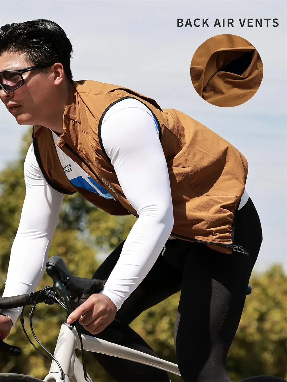 WOSAWE Reflective Cycling Vest with Chest Pocket Water-Repellent Lightweight Windproof Gilet for Running, Hiking, Biking
