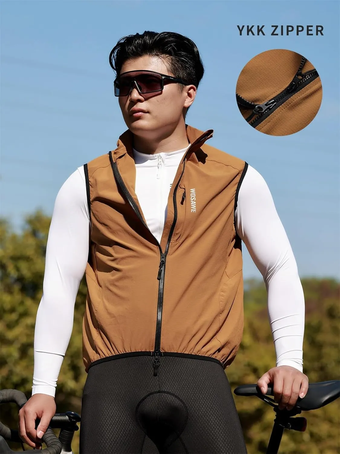 WOSAWE Reflective Cycling Vest with Chest Pocket Water-Repellent Lightweight Windproof Gilet for Running, Hiking, Biking