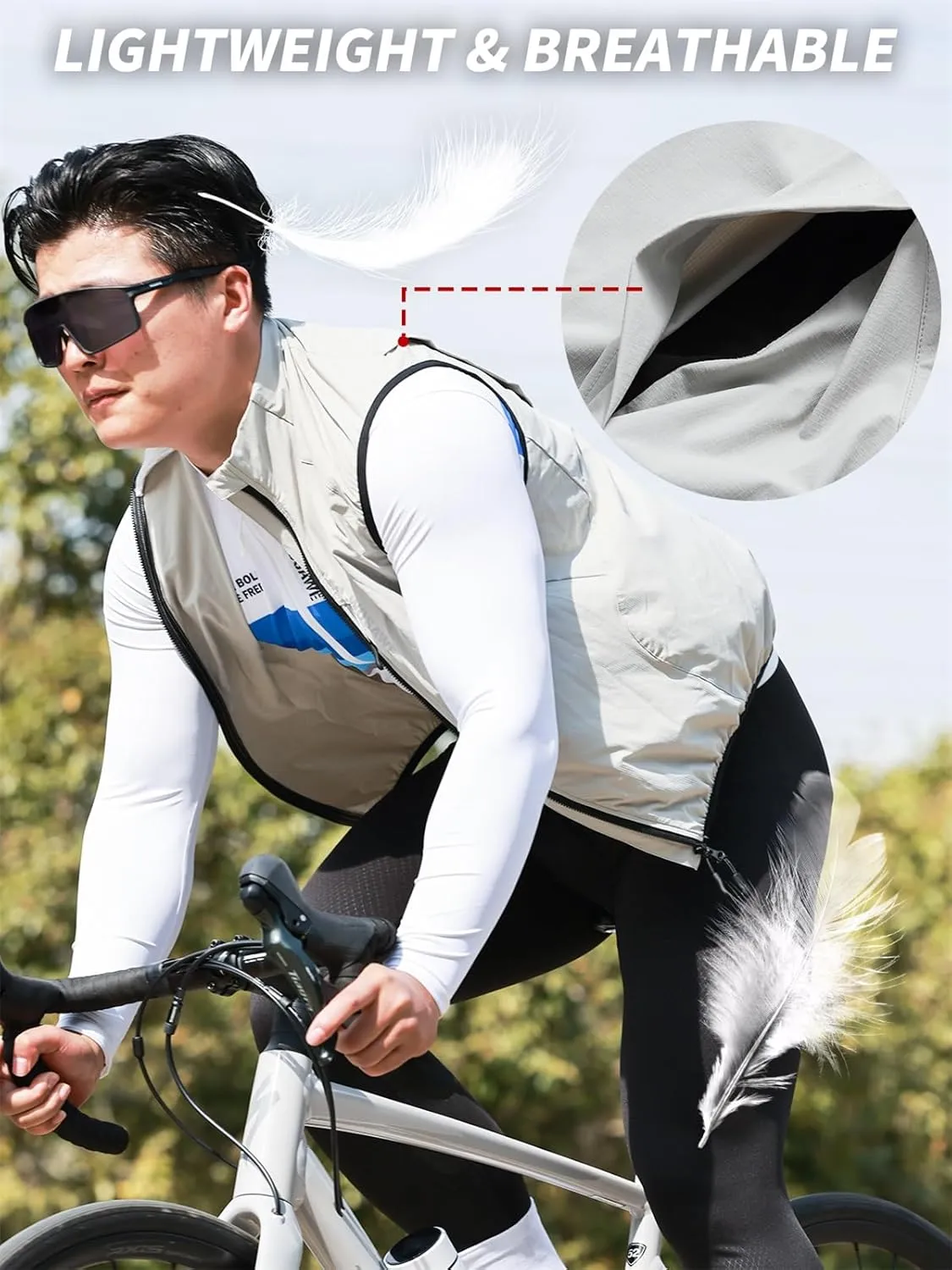 WOSAWE Reflective Cycling Vest with Chest Pocket Water-Repellent Lightweight Windproof Gilet for Running, Hiking, Biking