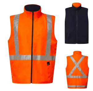 WW9018 NSW RAIL HI VIS REVERSIBLE FLEECE REFLECTIVE VEST WITH X-PATTERN TAPE