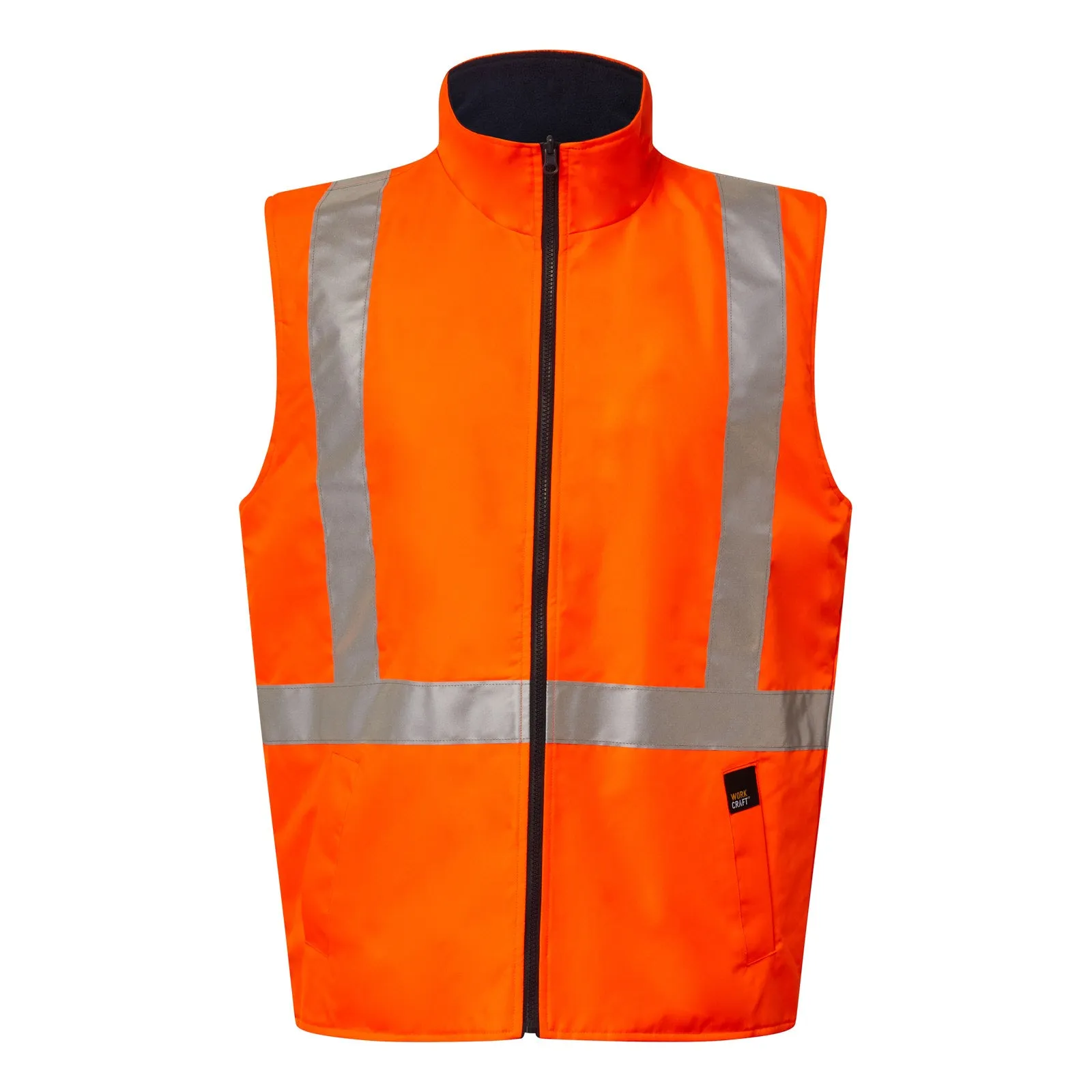 WW9018 NSW RAIL HI VIS REVERSIBLE FLEECE REFLECTIVE VEST WITH X-PATTERN TAPE