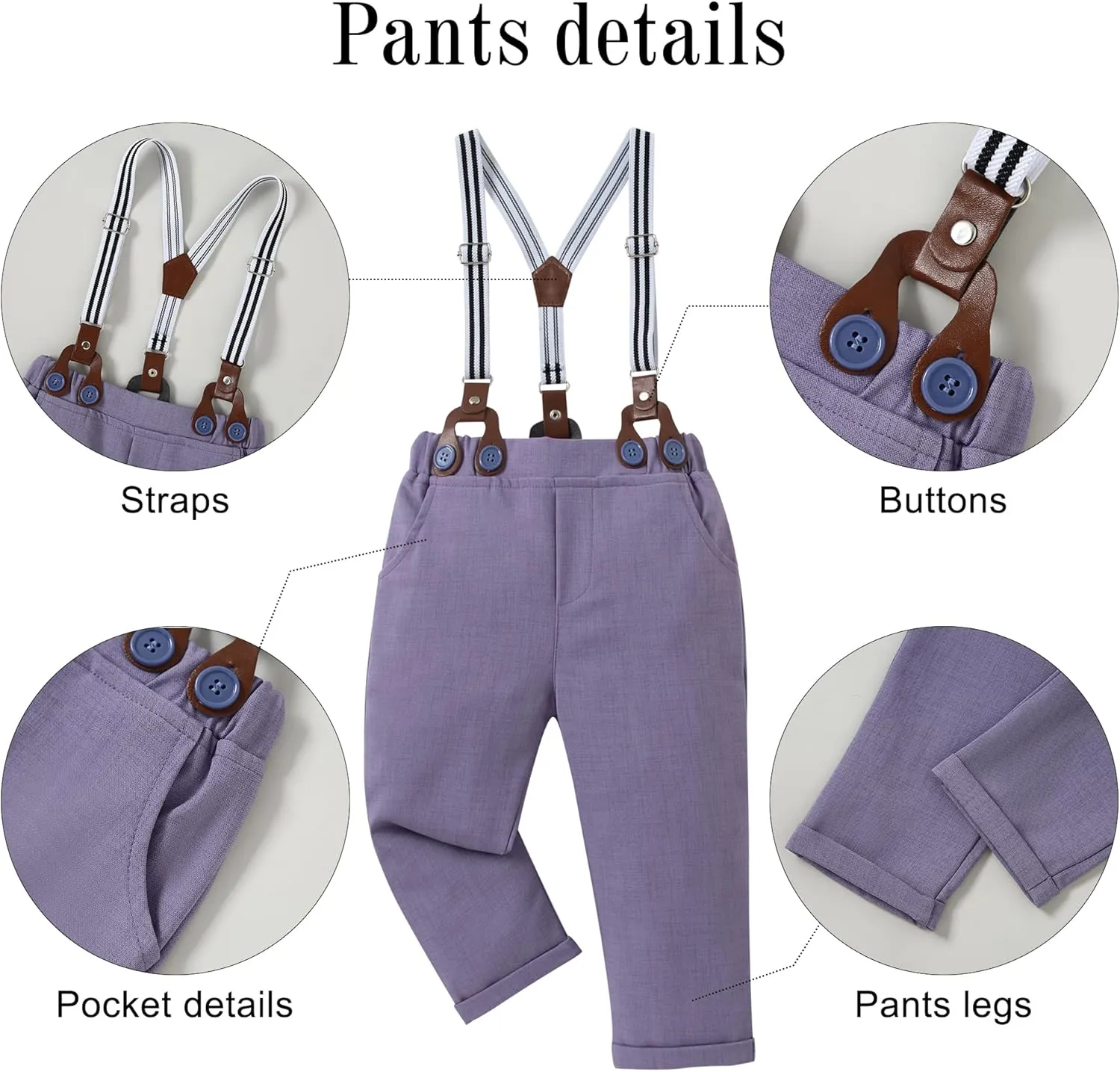 YALLET Toddler Baby Boy Clothes Suit Gentleman Wedding Outfits, Formal Dress Shirt Bowtie Vest Boutonniere Suspender Pants