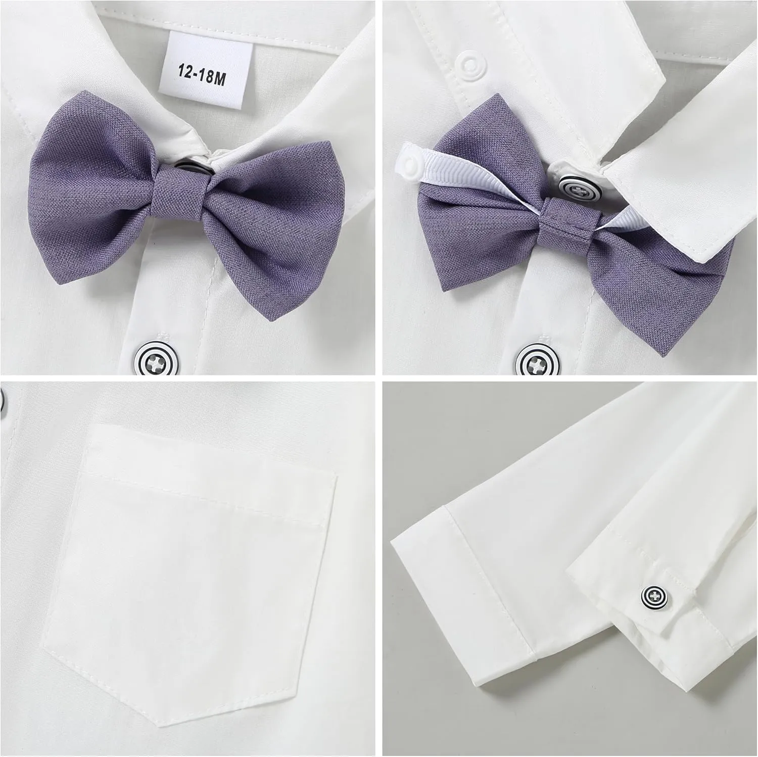 YALLET Toddler Baby Boy Clothes Suit Gentleman Wedding Outfits, Formal Dress Shirt Bowtie Vest Boutonniere Suspender Pants