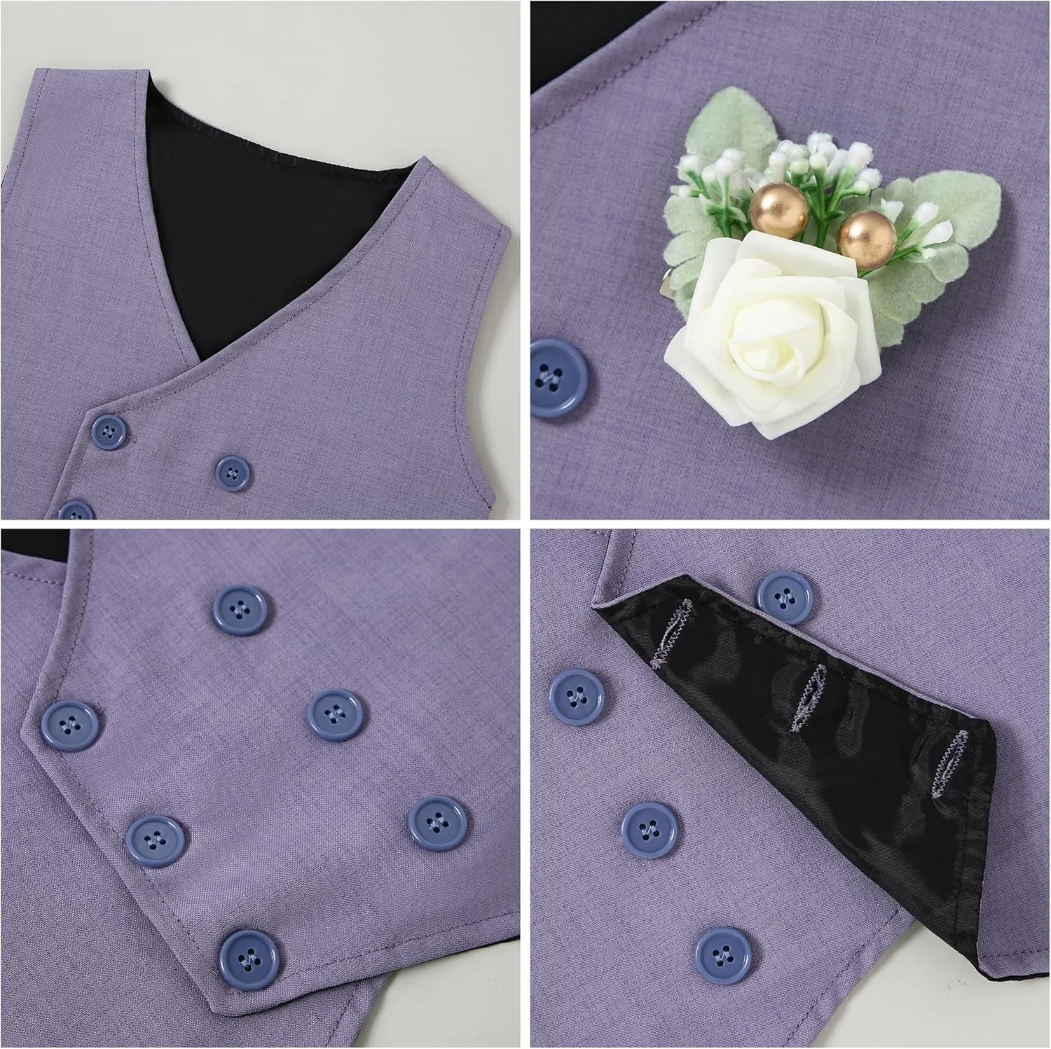 YALLET Toddler Baby Boy Clothes Suit Gentleman Wedding Outfits, Formal Dress Shirt Bowtie Vest Boutonniere Suspender Pants