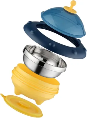 Yardwe Suction Bowl with Insulation Detachable Stainless Steel Feeding Bowl for Non Spill Design for Home Picnics and Outdoor Use and