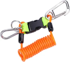Yctze Keep Diving AntiLost Quick Release Spring Coil Lanyard, Stainless Steel Carabiner, Safety Emergency Tool for Diving