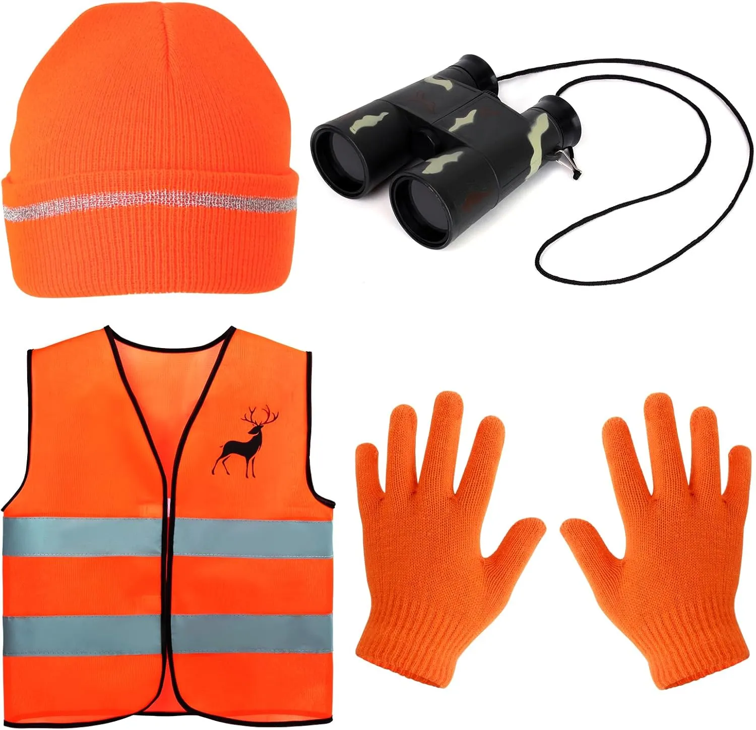 Yewong Kids Blaze Orange Hunting Costume Set - Reflective Safety Vests and Beanie for Outdoor Activities