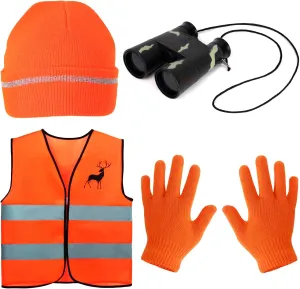 Yewong Kids Blaze Orange Hunting Costume Set - Reflective Safety Vests and Beanie for Outdoor Activities