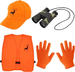 Yewong Kids Blaze Orange Hunting Costume Set - Reflective Safety Vests and Beanie for Outdoor Activities