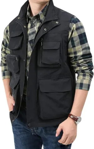 Yimoon Men’s Utility Fishing Vest Summer Lightweight Safari Travel Cargo Vest Outdoor Work Vests Multi Pockets