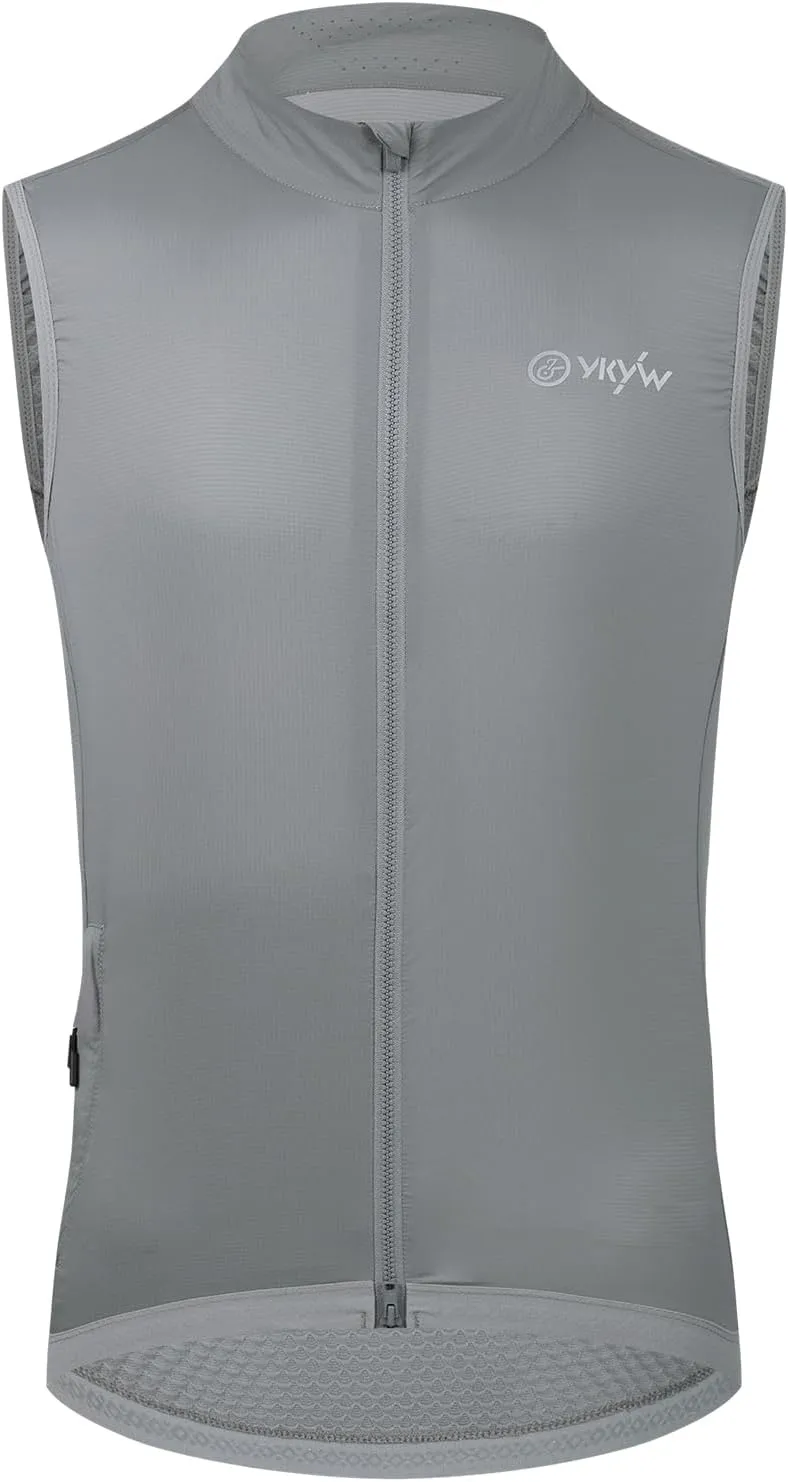 YKYWBIKE Cycling Vest for Men,Micro Softshell Windproof Bike Vest,Water Resistance Sleeveless Cycling Windbreaker