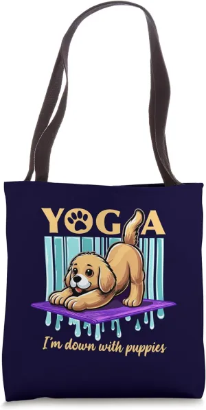 Yoga I'm Down with Puppies Dog Pose Design Tote Bag