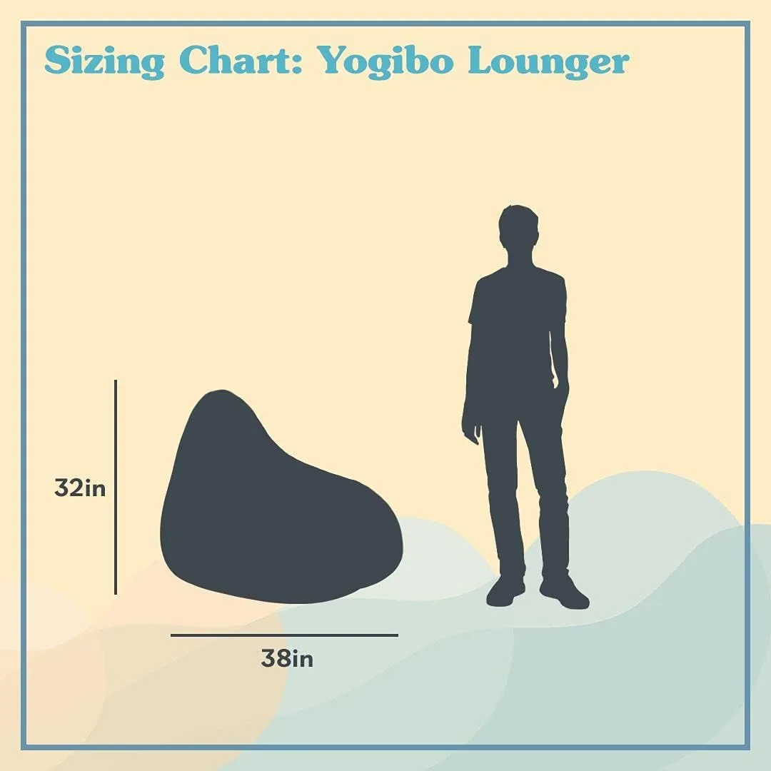 Yogibo Luxe Lounger Small Bean Bag Lounge Chair for Adults, Kids and Teens, Soft, Plush, Comfy, Sensory, Gaming Beanbag, Washable Cover, Gray