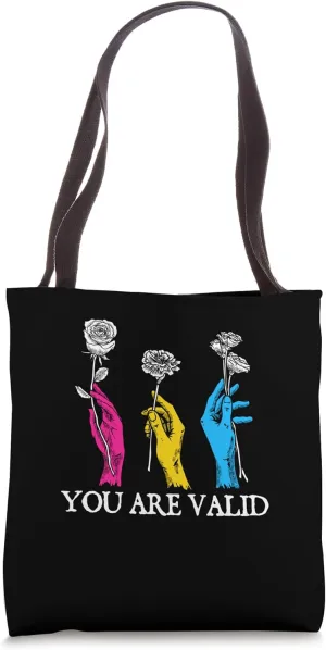 You Are Valid Pansexual Motivational Quote Pan Inspirational Tote Bag