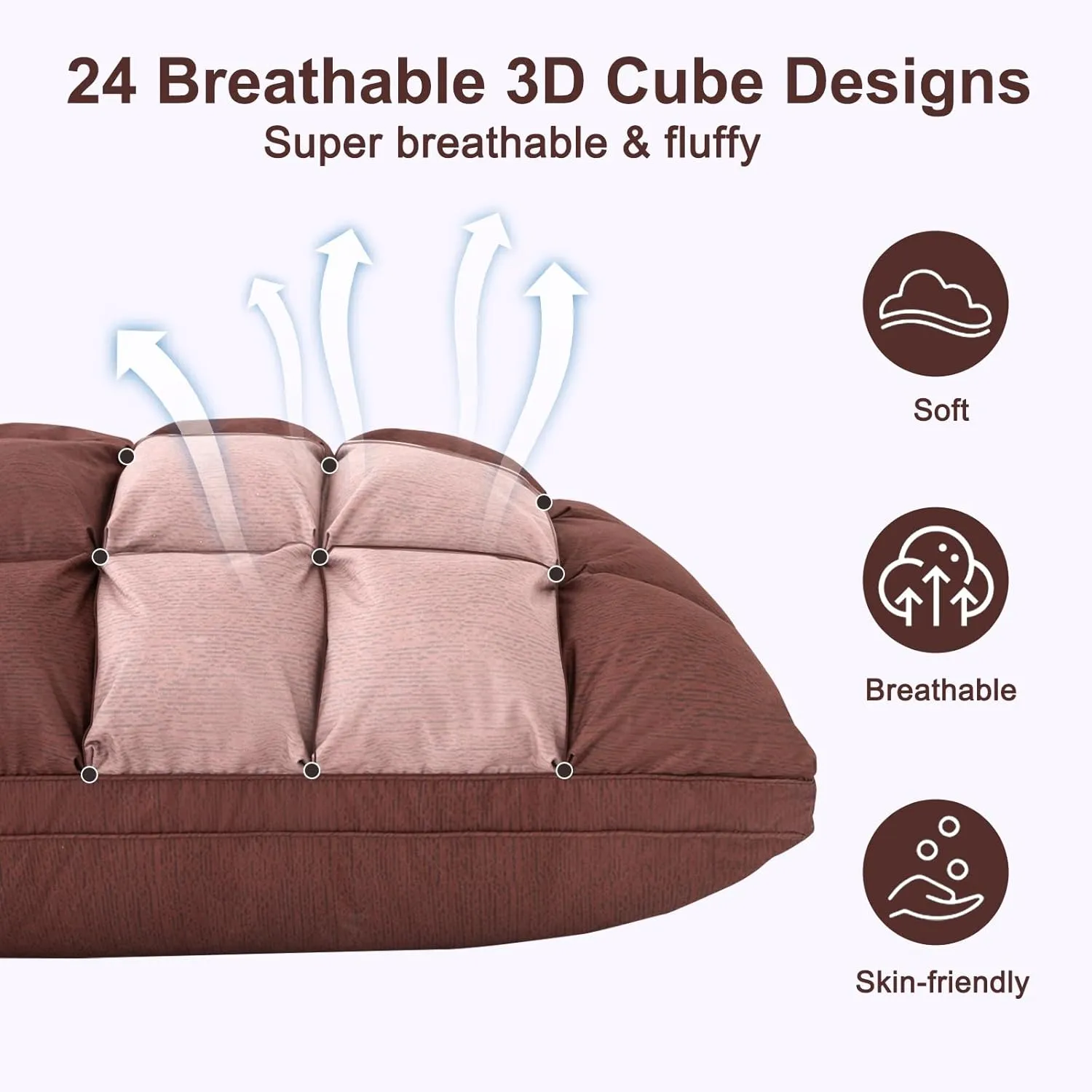 YOUR MOON Soft Pillows Standard for Sleeping, Support Bed Pillows, Fluffy Down Alternative Pillow, Luxury Hotel Gel Standard Pillows for Side Sleeping (Brown)