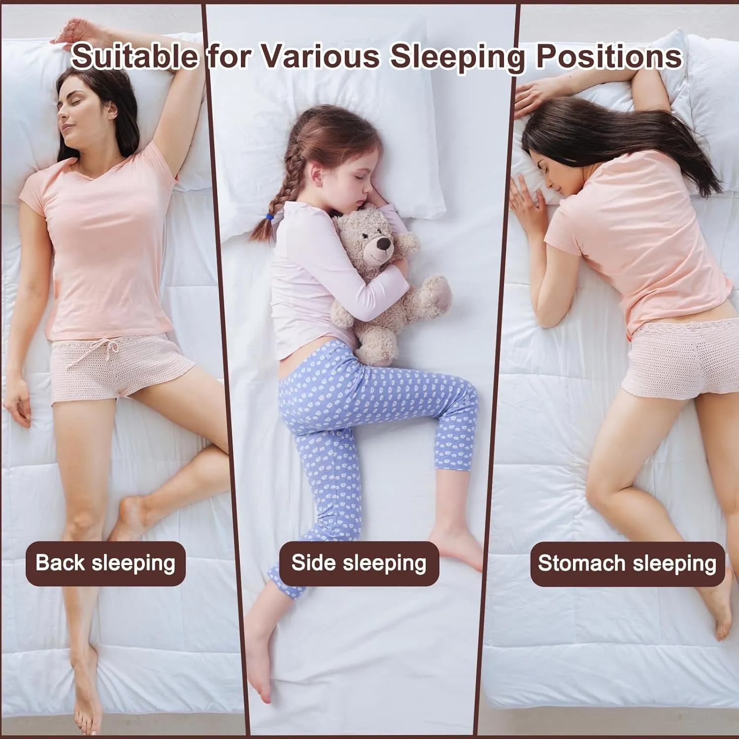 YOUR MOON Soft Pillows Standard for Sleeping, Support Bed Pillows, Fluffy Down Alternative Pillow, Luxury Hotel Gel Standard Pillows for Side Sleeping (Brown)