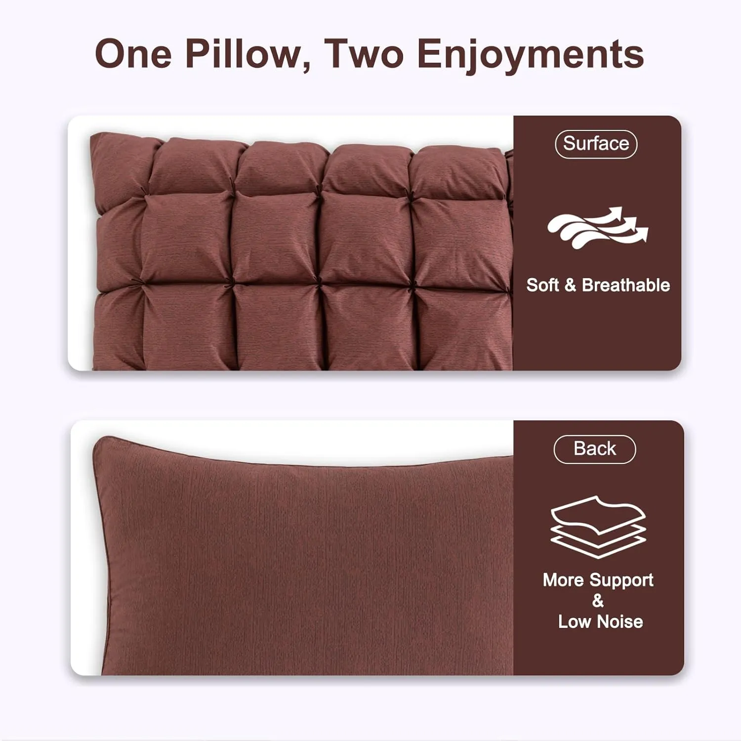 YOUR MOON Soft Pillows Standard for Sleeping, Support Bed Pillows, Fluffy Down Alternative Pillow, Luxury Hotel Gel Standard Pillows for Side Sleeping (Brown)