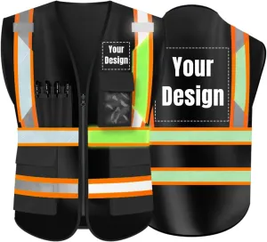 YOWESHOP High Visibility Reflective Safety Vest Customize Logo Hi-vis Security Work Vest