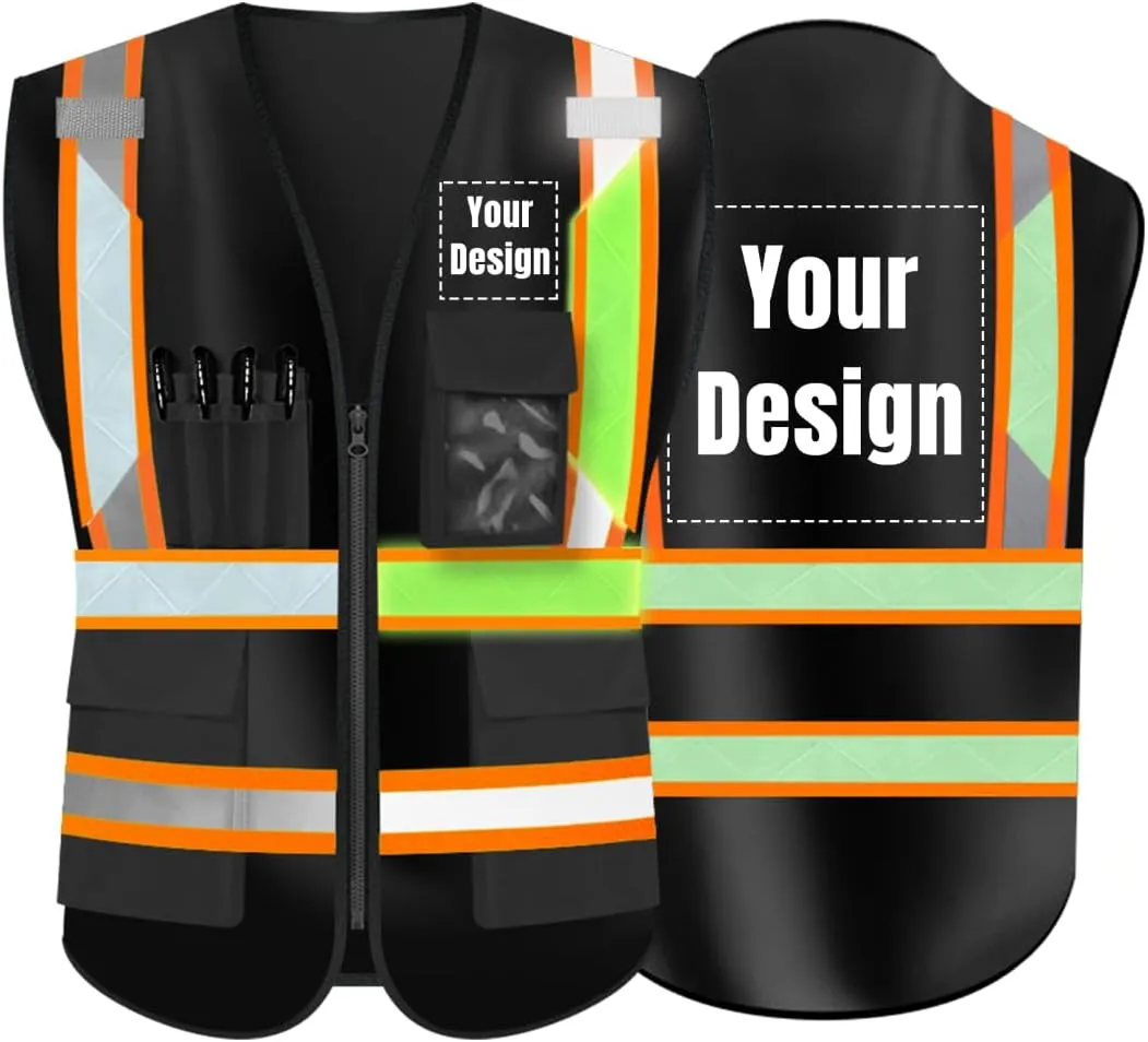 YOWESHOP High Visibility Reflective Safety Vest Customize Logo Hi-vis Security Work Vest