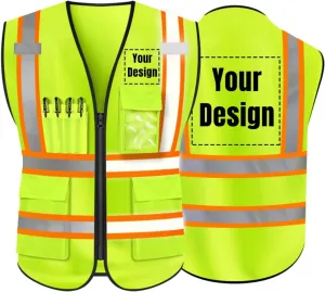 YOWESHOP High Visibility Reflective Safety Vest Customize Logo Hi-vis Security Work Vest