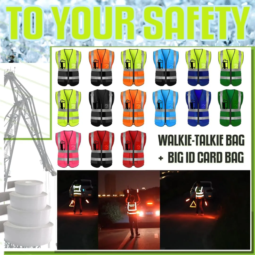 YOWESHOP High Visibility Reflective Safety Vest Customize Logo Outdoor Team Work Uniform