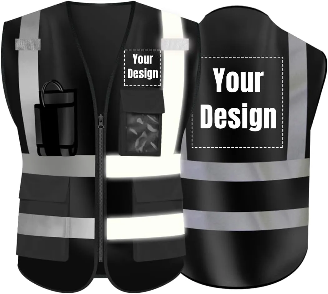 YOWESHOP High Visibility Reflective Safety Vest Customize Logo Outdoor Team Work Uniform