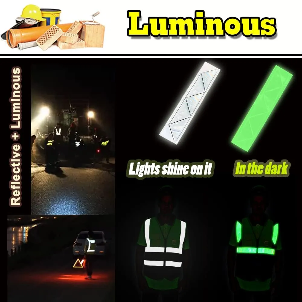 YOWESHOP High Visibility Safety Vest Custom Your Logo Protective Workwear 5 Pockets With Reflective Strips Outdoor Work Vest (XL, Yellow Black Luminous)