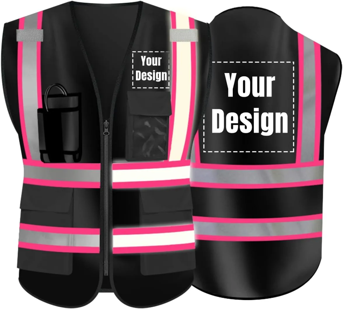 YOWESHOP High Visibility Safety Vest Customize Logo Hi-vis Reflective Protective Vest