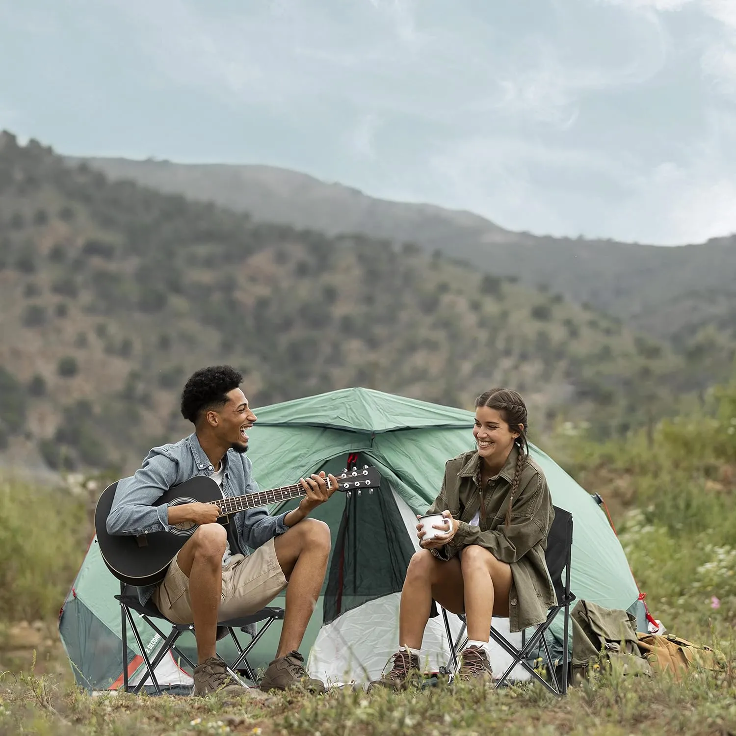 YSSOA Portable Folding Camping Chair with Carry Bag, Collapsible Anti-Slip Padded Oxford Cloth Stool for Hiking, Fishing, Gardening, Picnic, Small, Black