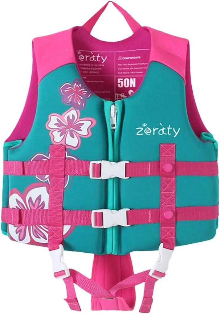 Zeraty Toddler Swim Vest Neoprene Kids Float Jacket Swimming Aid for Children Girls and Boys 20-30-40-50-60-70-80Lbs with Dual Adjustable Safety Straps