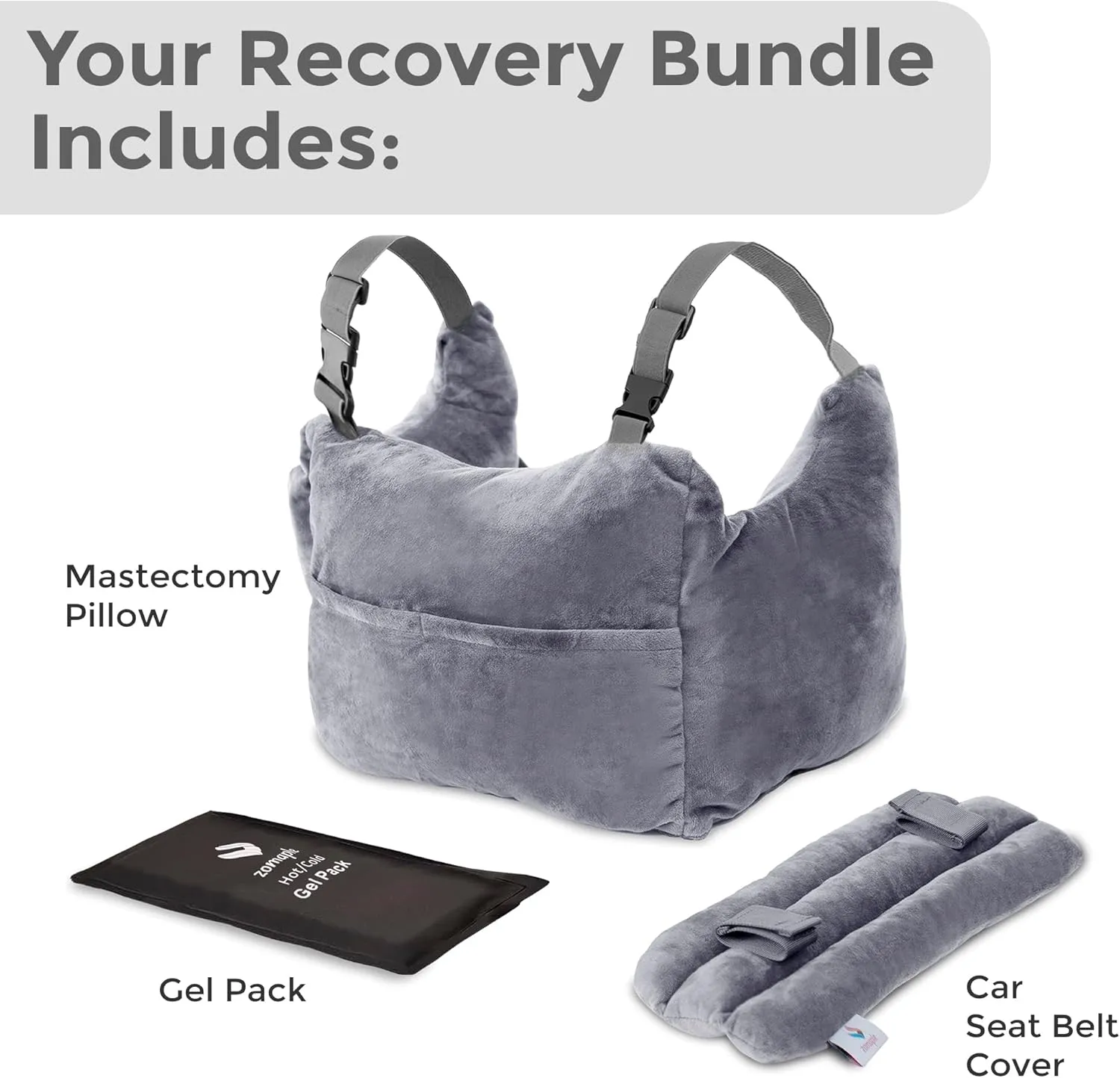 Zomaple Mastectomy Pillow - Post Surgery Pillow, Mastectomy Recovery Must Haves, Breast for After Heart Surgery, Reduction & Augmentation Patients Sleeping, Recovery Seatbelt Protection-Surgery Gift