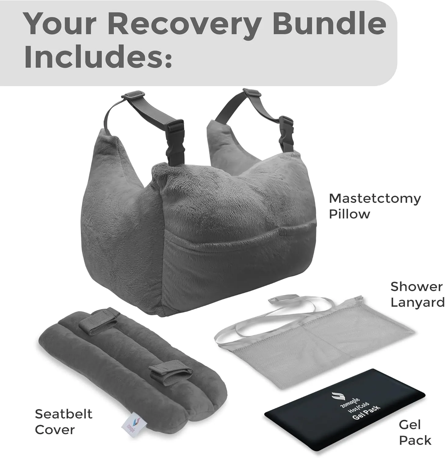 Zomaple Mastectomy Pillow - Post Surgery Pillow, Mastectomy Recovery Must Haves, Breast for After Heart Surgery, Reduction & Augmentation Patients Sleeping, Recovery Seatbelt Protection-Surgery Gift