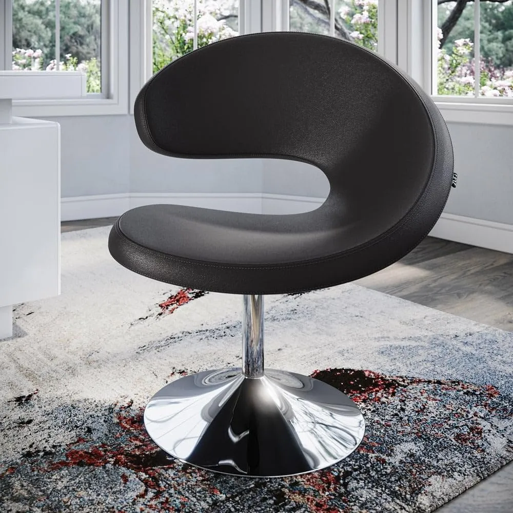 ZURI Shell Swivel Adjustable Height Occasional Chair - Black