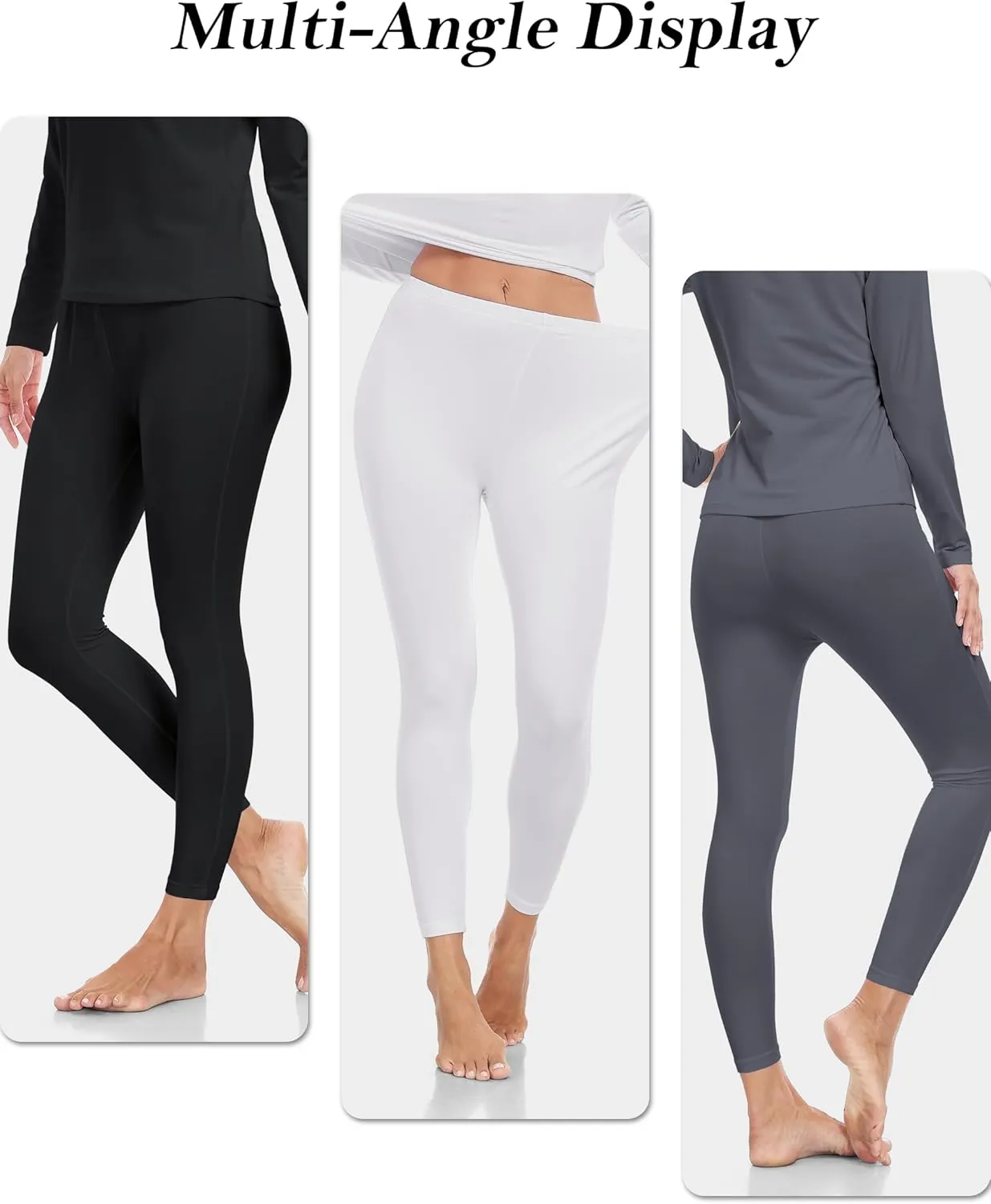 ZUTY 3 Pack Thermal Long Johns Fleece Lined Leggings for Women Underwear Tights Warm Winter Base Layer Pants