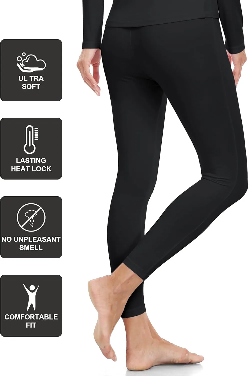 ZUTY 3 Pack Thermal Long Johns Fleece Lined Leggings for Women Underwear Tights Warm Winter Base Layer Pants